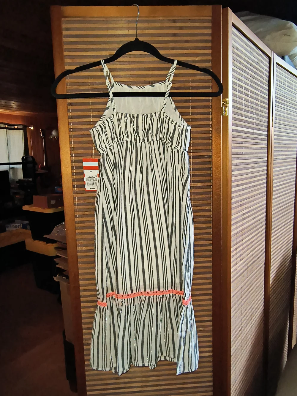 Cat & Jack Striped Halter Maxi Dress with Pink Trim